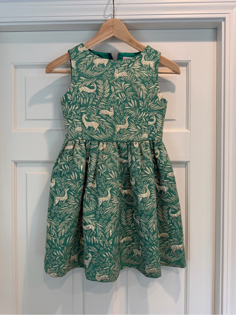 J. Crew Green Woodland Animal Print Dress